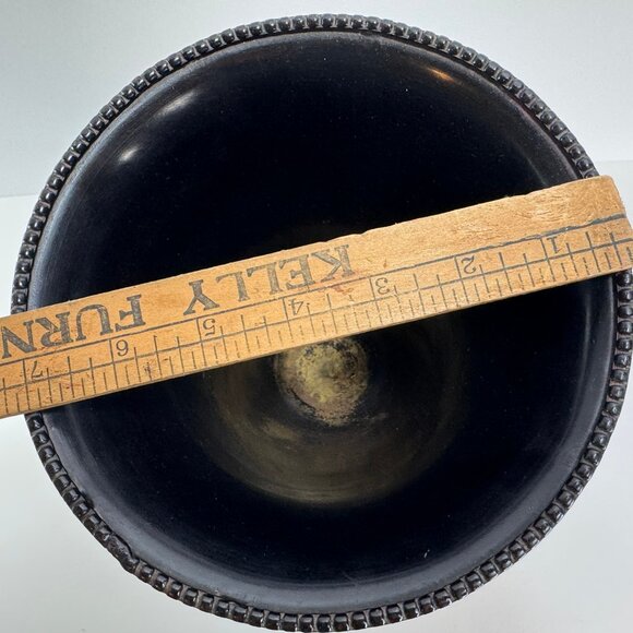 Tall Dark Finish Brass Fluted Vase w/ Brass Green Leaves 12.5" tall - Picture 10 of 10